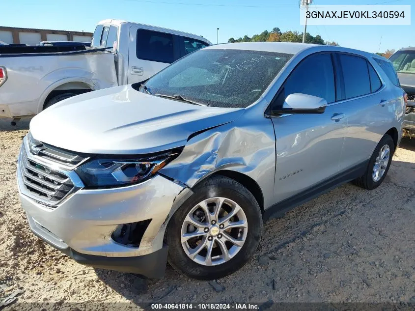 2019 Chevrolet Equinox Lt VIN: 3GNAXJEV0KL340594 Lot: 40641814