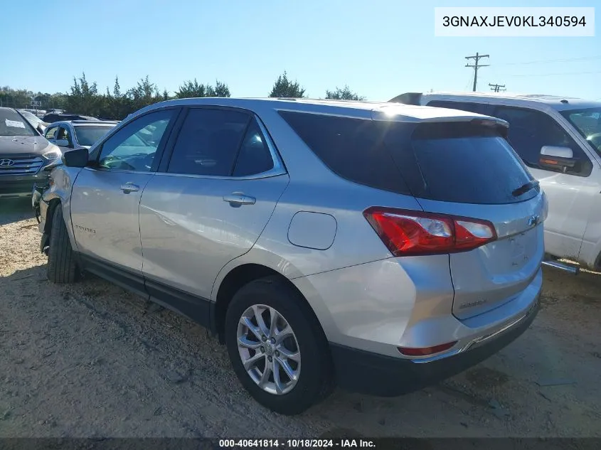 2019 Chevrolet Equinox Lt VIN: 3GNAXJEV0KL340594 Lot: 40641814