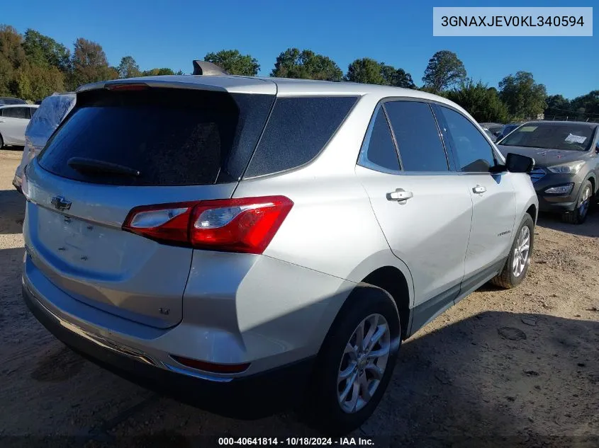 2019 Chevrolet Equinox Lt VIN: 3GNAXJEV0KL340594 Lot: 40641814