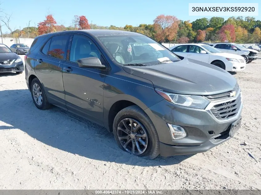 2019 Chevrolet Equinox Ls VIN: 3GNAXSEV3KS592920 Lot: 40642374