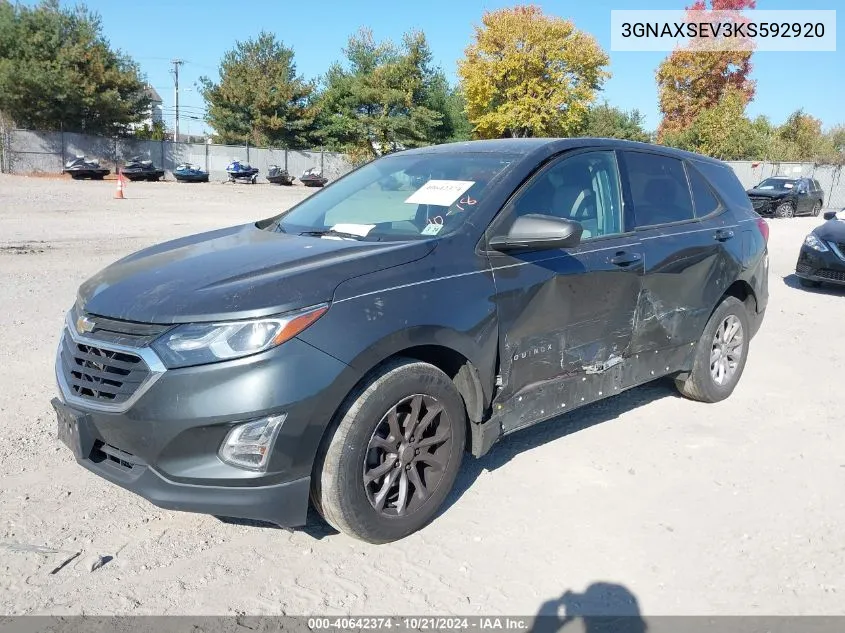 2019 Chevrolet Equinox Ls VIN: 3GNAXSEV3KS592920 Lot: 40642374