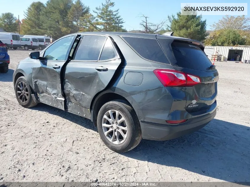 2019 Chevrolet Equinox Ls VIN: 3GNAXSEV3KS592920 Lot: 40642374