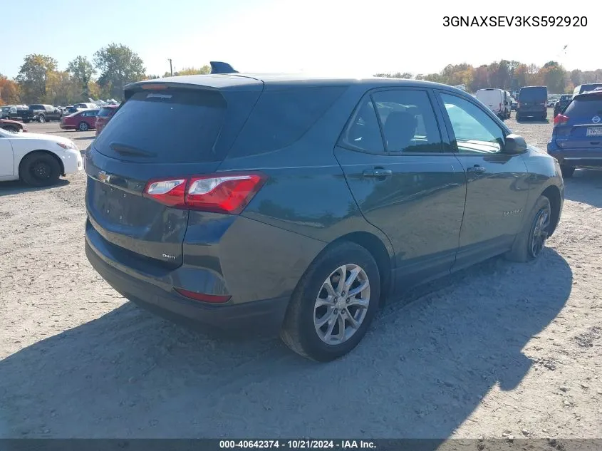 2019 Chevrolet Equinox Ls VIN: 3GNAXSEV3KS592920 Lot: 40642374