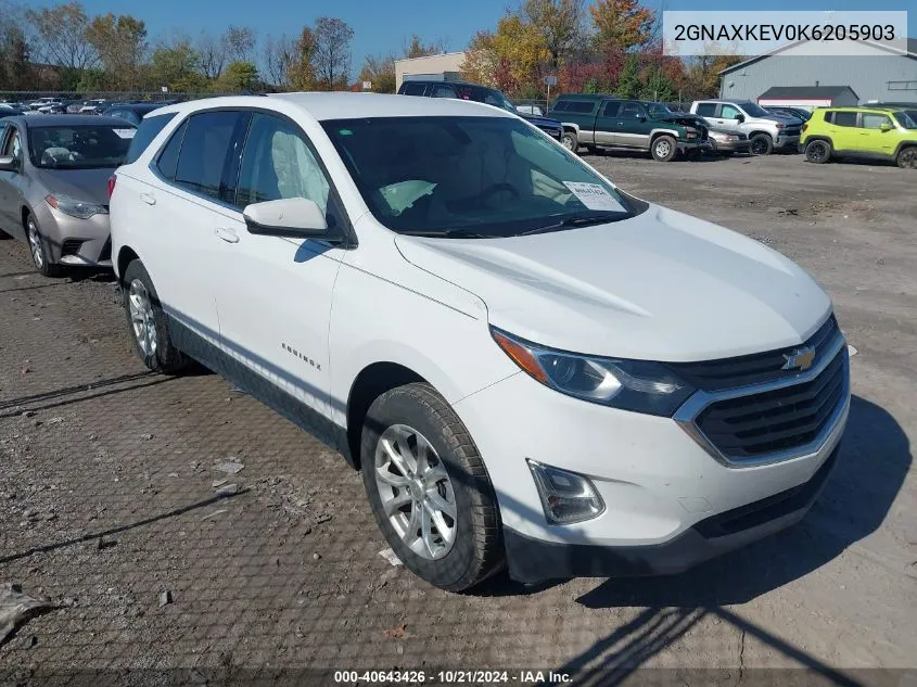 2019 Chevrolet Equinox Lt VIN: 2GNAXKEV0K6205903 Lot: 40643426