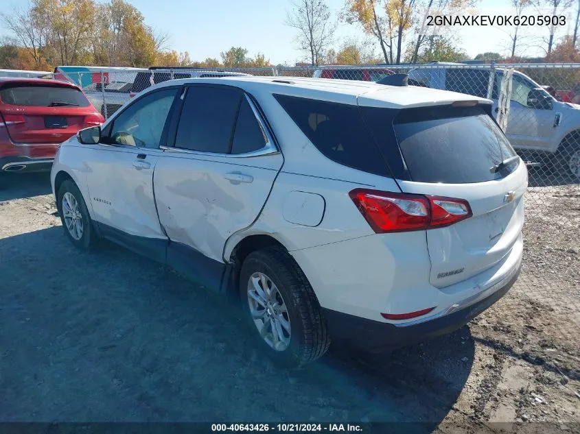 2019 Chevrolet Equinox Lt VIN: 2GNAXKEV0K6205903 Lot: 40643426