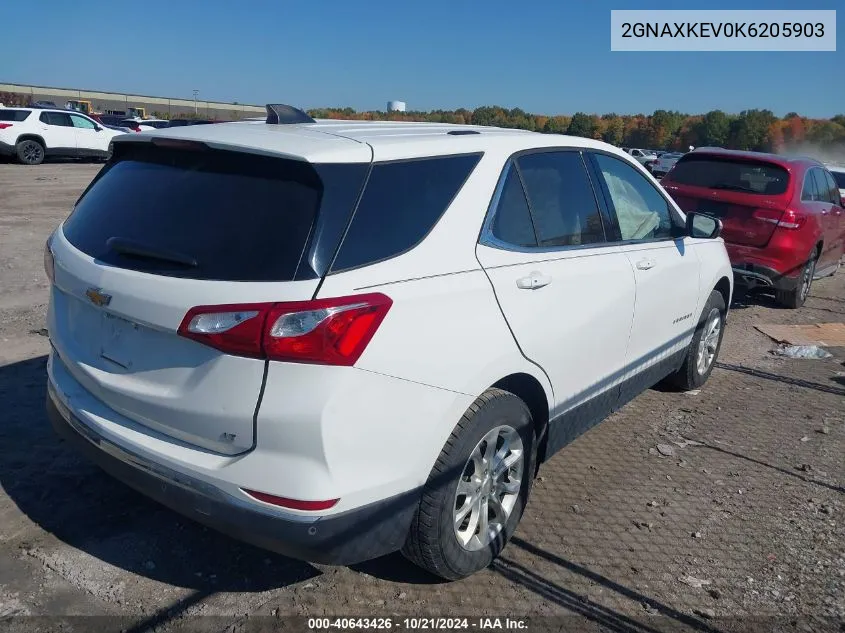 2019 Chevrolet Equinox Lt VIN: 2GNAXKEV0K6205903 Lot: 40643426