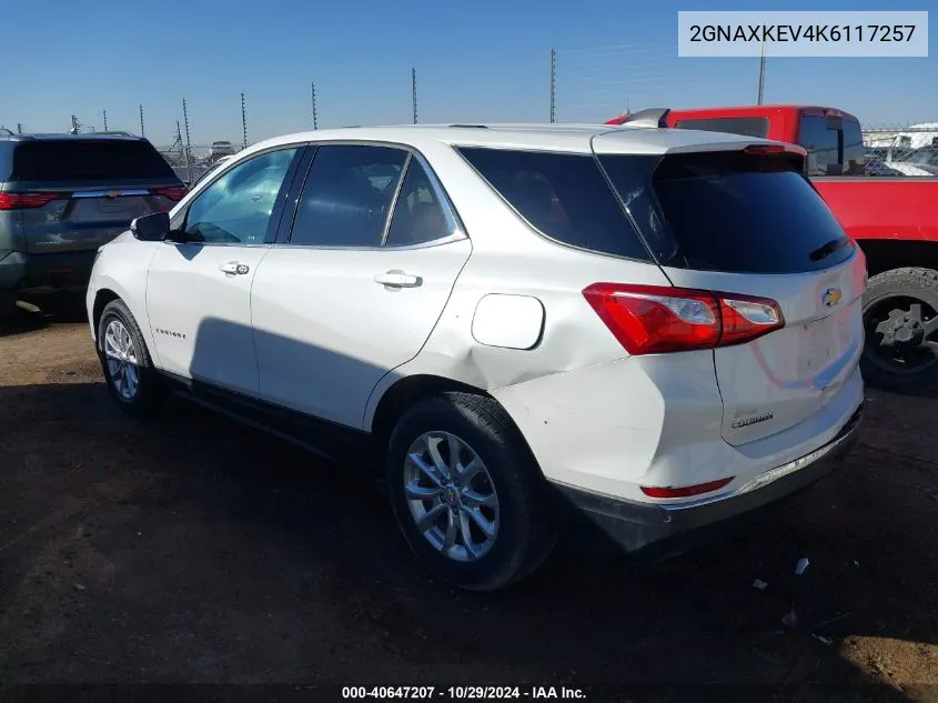 2019 Chevrolet Equinox Lt VIN: 2GNAXKEV4K6117257 Lot: 40647207