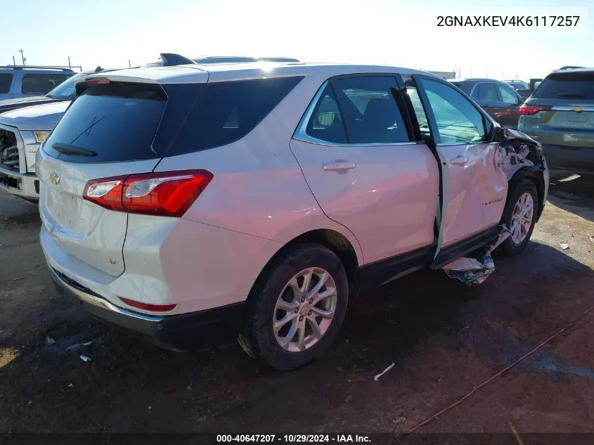 2019 Chevrolet Equinox Lt VIN: 2GNAXKEV4K6117257 Lot: 40647207