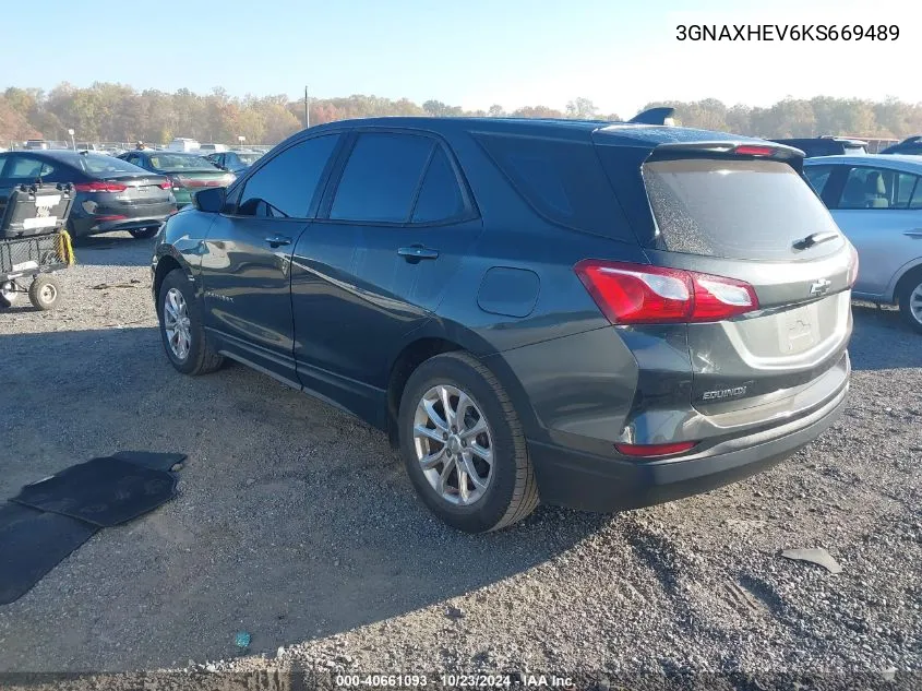 2019 Chevrolet Equinox Ls VIN: 3GNAXHEV6KS669489 Lot: 40661093