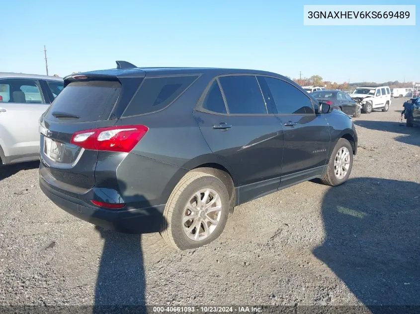 2019 Chevrolet Equinox Ls VIN: 3GNAXHEV6KS669489 Lot: 40661093