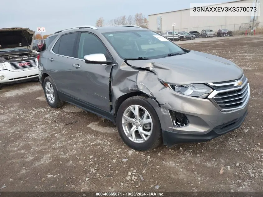 2019 Chevrolet Equinox Premier VIN: 3GNAXXEV3KS570073 Lot: 40665071