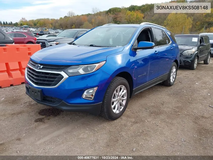 2019 Chevrolet Equinox Lt VIN: 3GNAXUEV8KS508148 Lot: 40677631