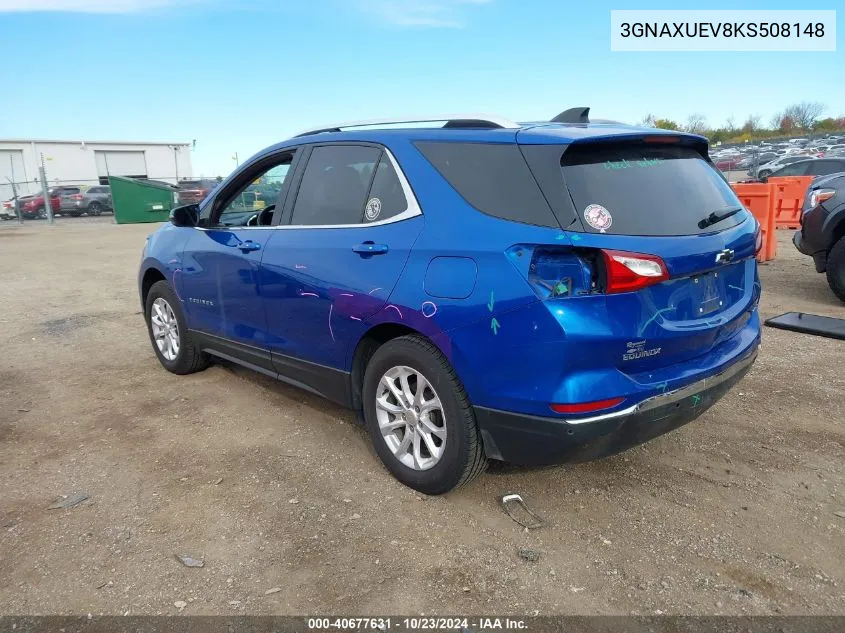 2019 Chevrolet Equinox Lt VIN: 3GNAXUEV8KS508148 Lot: 40677631