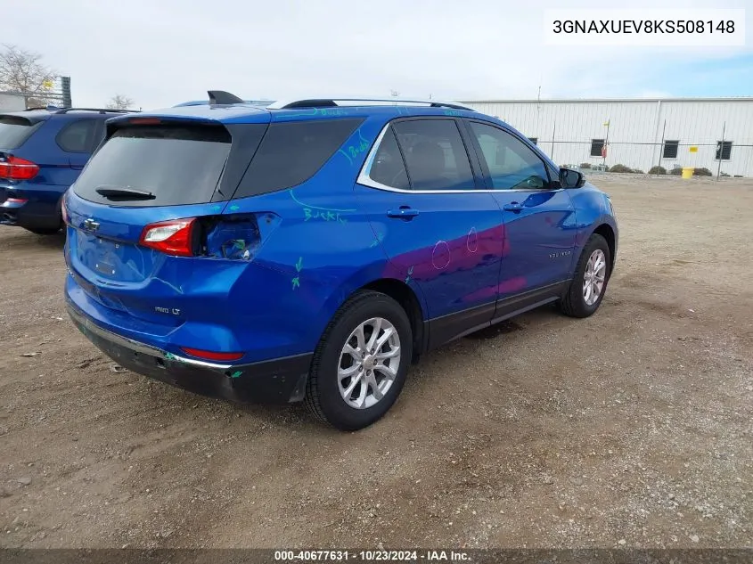 2019 Chevrolet Equinox Lt VIN: 3GNAXUEV8KS508148 Lot: 40677631