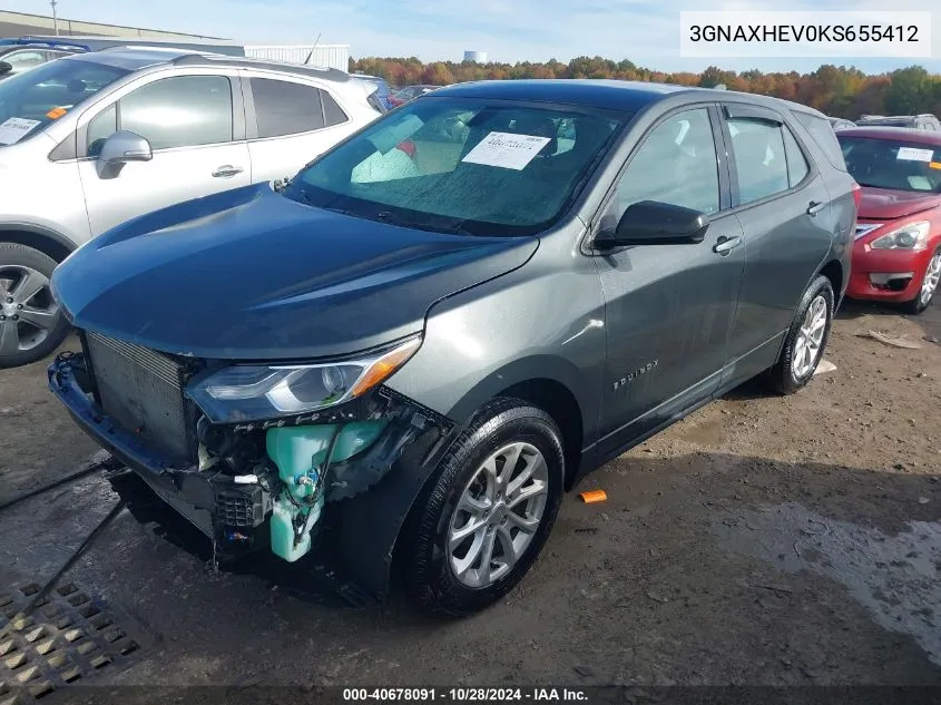 2019 Chevrolet Equinox Ls VIN: 3GNAXHEV0KS655412 Lot: 40678091