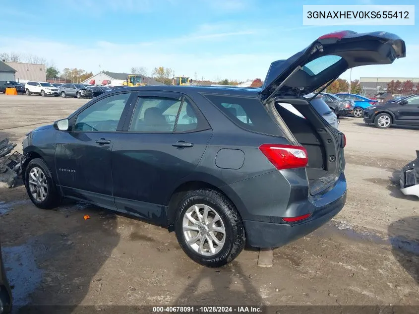 2019 Chevrolet Equinox Ls VIN: 3GNAXHEV0KS655412 Lot: 40678091