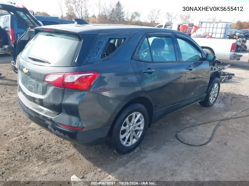 2019 Chevrolet Equinox Ls VIN: 3GNAXHEV0KS655412 Lot: 40678091