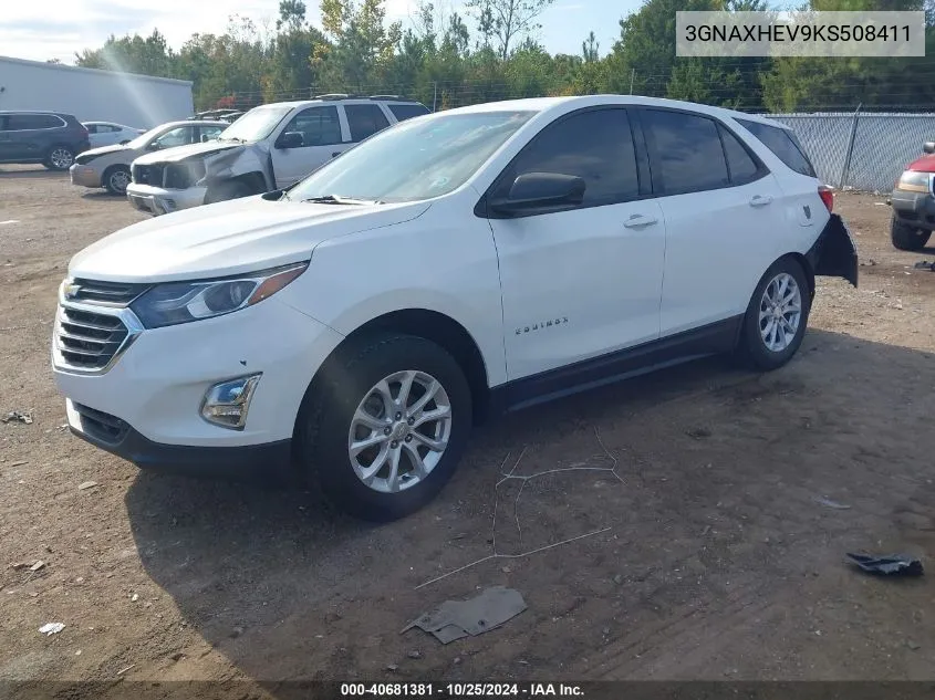 2019 Chevrolet Equinox Ls VIN: 3GNAXHEV9KS508411 Lot: 40681381