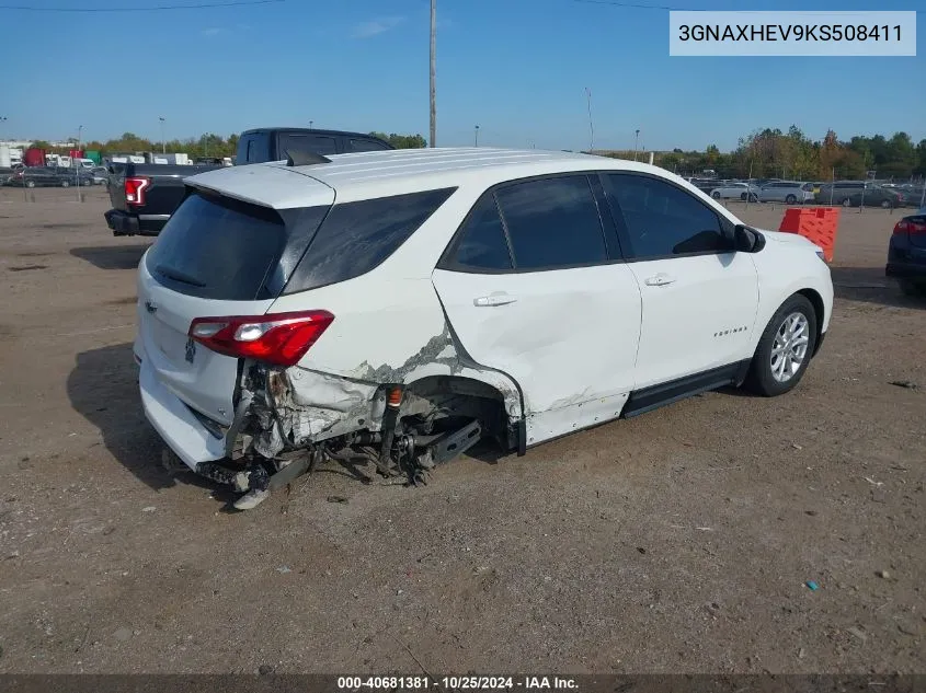 3GNAXHEV9KS508411 2019 Chevrolet Equinox Ls