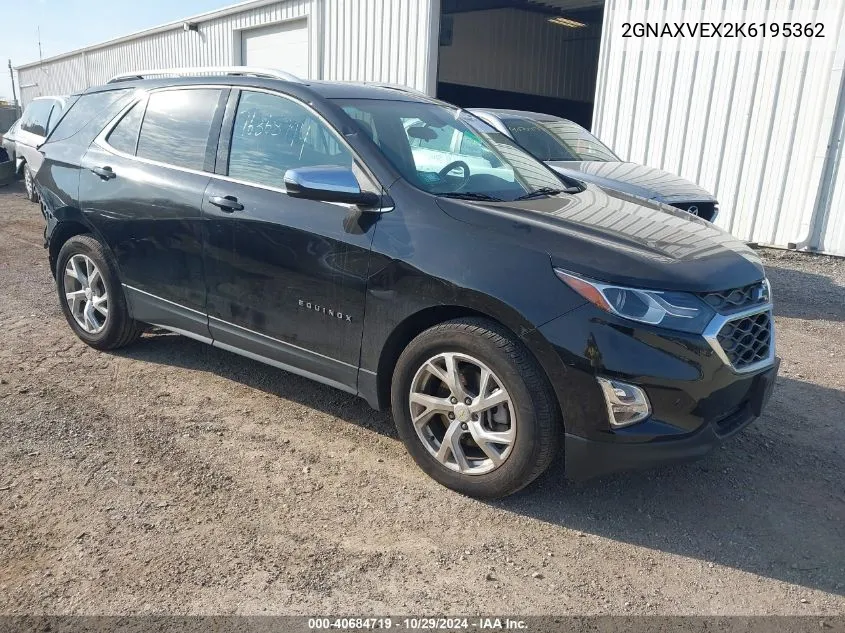 2019 Chevrolet Equinox Lt VIN: 2GNAXVEX2K6195362 Lot: 40684719