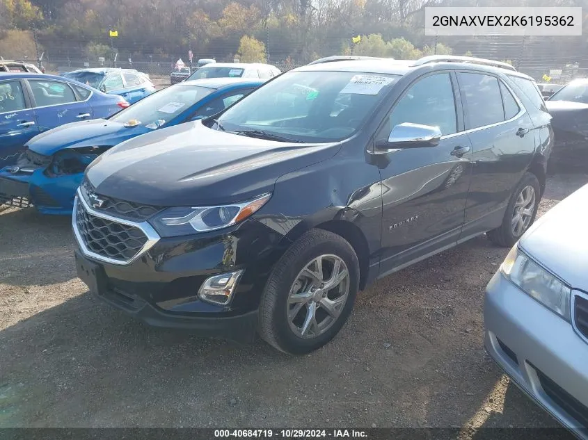 2019 Chevrolet Equinox Lt VIN: 2GNAXVEX2K6195362 Lot: 40684719