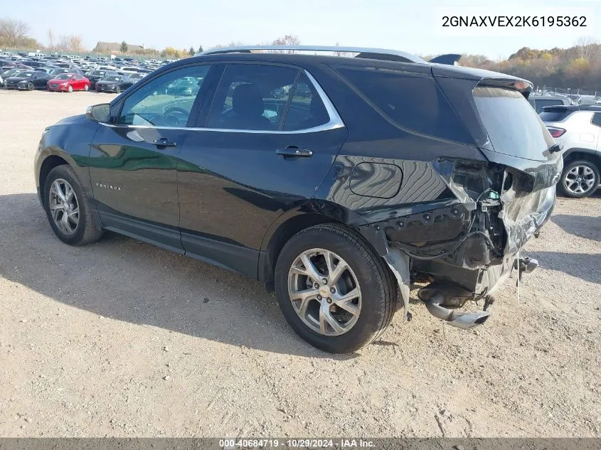 2019 Chevrolet Equinox Lt VIN: 2GNAXVEX2K6195362 Lot: 40684719