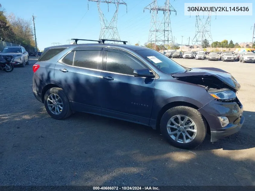 2019 Chevrolet Equinox Lt VIN: 3GNAXUEV2KL145436 Lot: 40686072