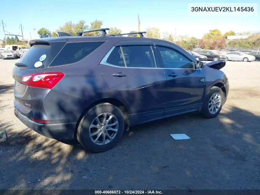 2019 Chevrolet Equinox Lt VIN: 3GNAXUEV2KL145436 Lot: 40686072