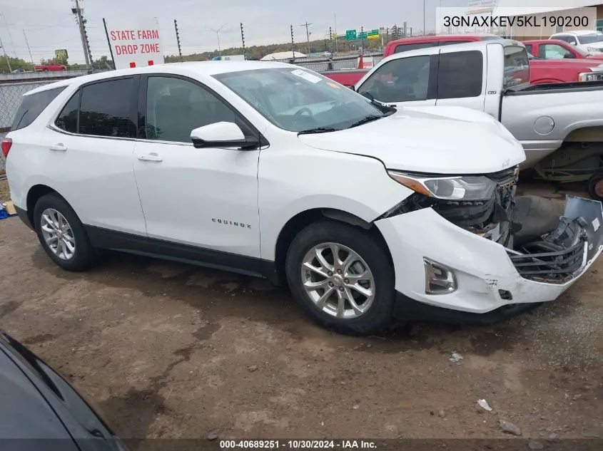 2019 Chevrolet Equinox Lt VIN: 3GNAXKEV5KL190200 Lot: 40689251