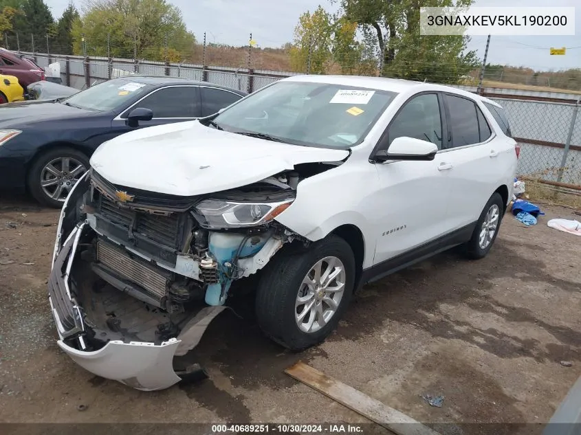 2019 Chevrolet Equinox Lt VIN: 3GNAXKEV5KL190200 Lot: 40689251