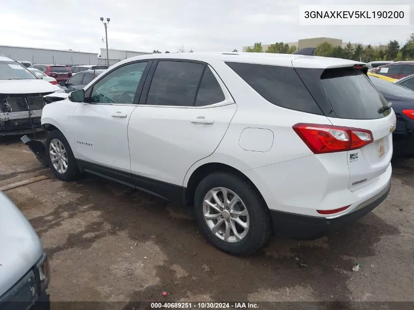 2019 Chevrolet Equinox Lt VIN: 3GNAXKEV5KL190200 Lot: 40689251