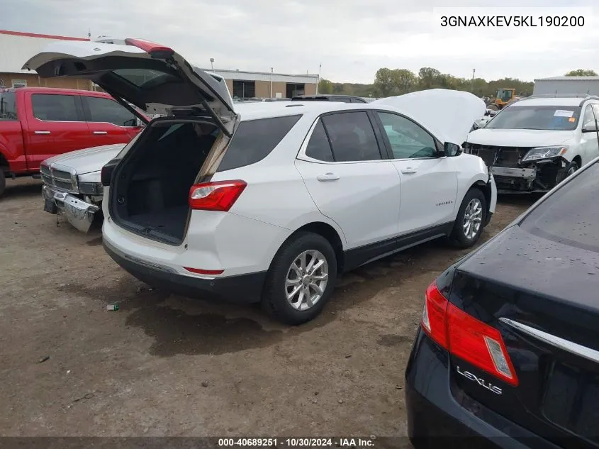 2019 Chevrolet Equinox Lt VIN: 3GNAXKEV5KL190200 Lot: 40689251