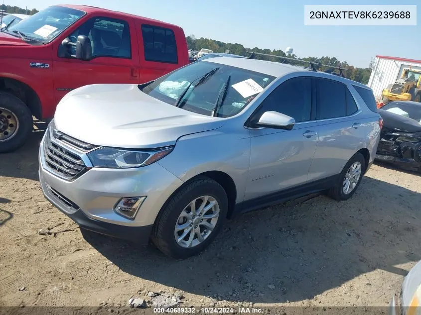 2019 Chevrolet Equinox Lt VIN: 2GNAXTEV8K6239688 Lot: 40689332