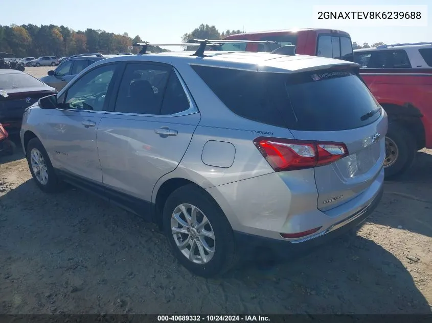 2019 Chevrolet Equinox Lt VIN: 2GNAXTEV8K6239688 Lot: 40689332