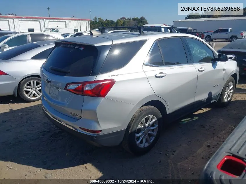 2019 Chevrolet Equinox Lt VIN: 2GNAXTEV8K6239688 Lot: 40689332