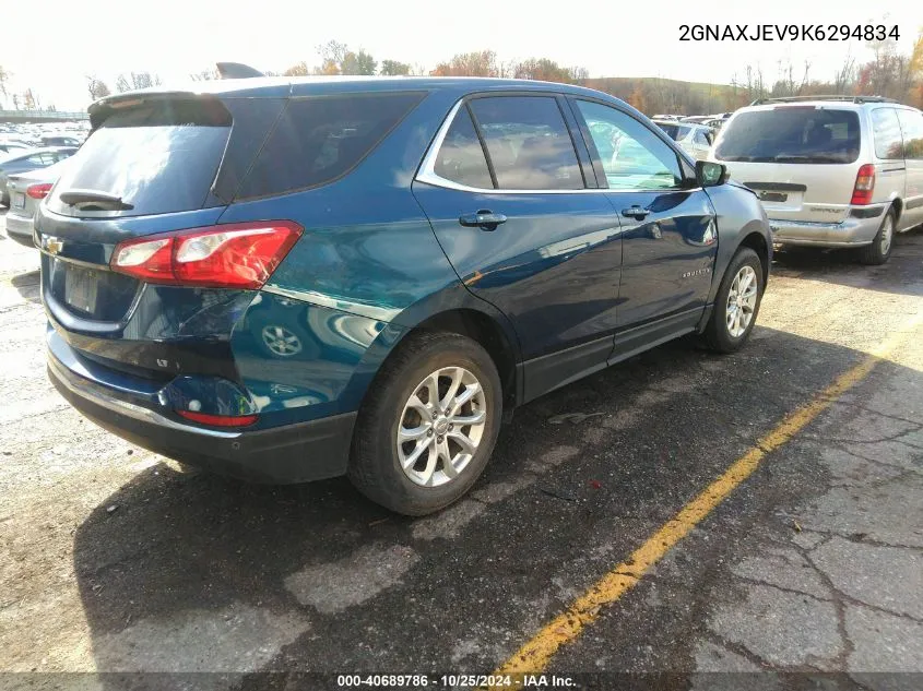 2019 Chevrolet Equinox Lt VIN: 2GNAXJEV9K6294834 Lot: 40689786