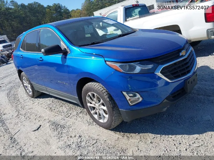 2019 Chevrolet Equinox Ls VIN: 3GNAXSEV1KS572407 Lot: 40690149