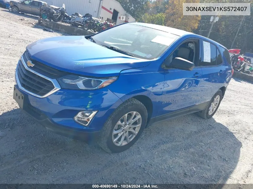 2019 Chevrolet Equinox Ls VIN: 3GNAXSEV1KS572407 Lot: 40690149