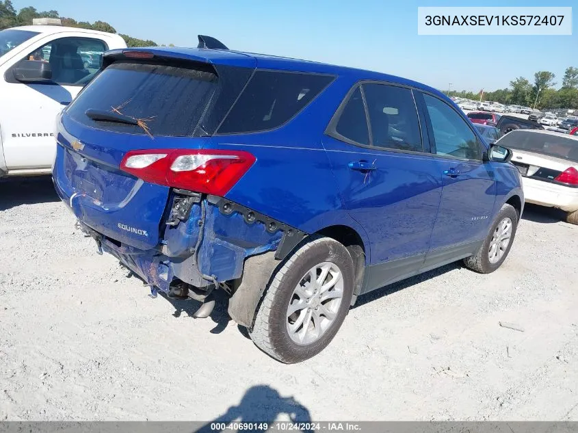 2019 Chevrolet Equinox Ls VIN: 3GNAXSEV1KS572407 Lot: 40690149