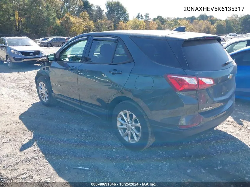 2019 Chevrolet Equinox Ls VIN: 2GNAXHEV5K6135317 Lot: 40691846