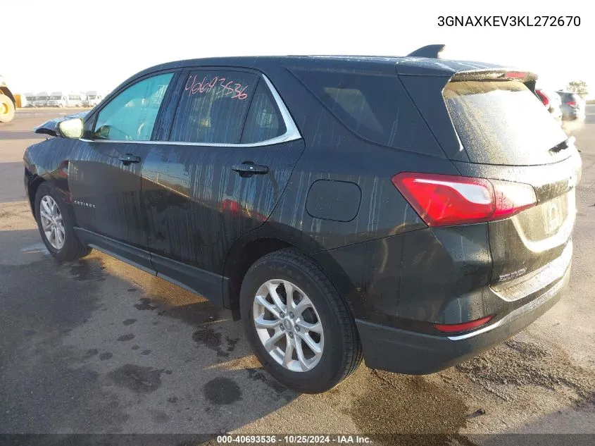 2019 Chevrolet Equinox Lt VIN: 3GNAXKEV3KL272670 Lot: 40693536