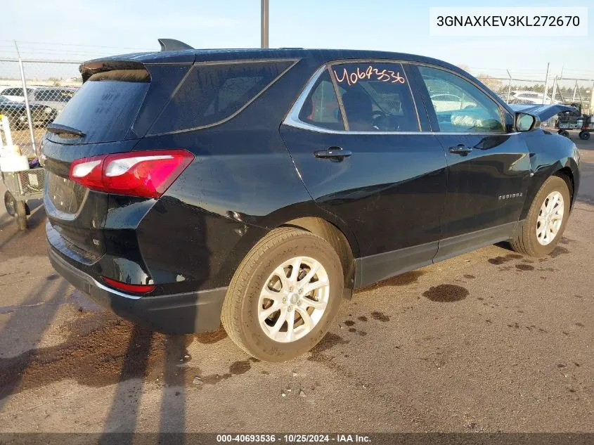 2019 Chevrolet Equinox Lt VIN: 3GNAXKEV3KL272670 Lot: 40693536