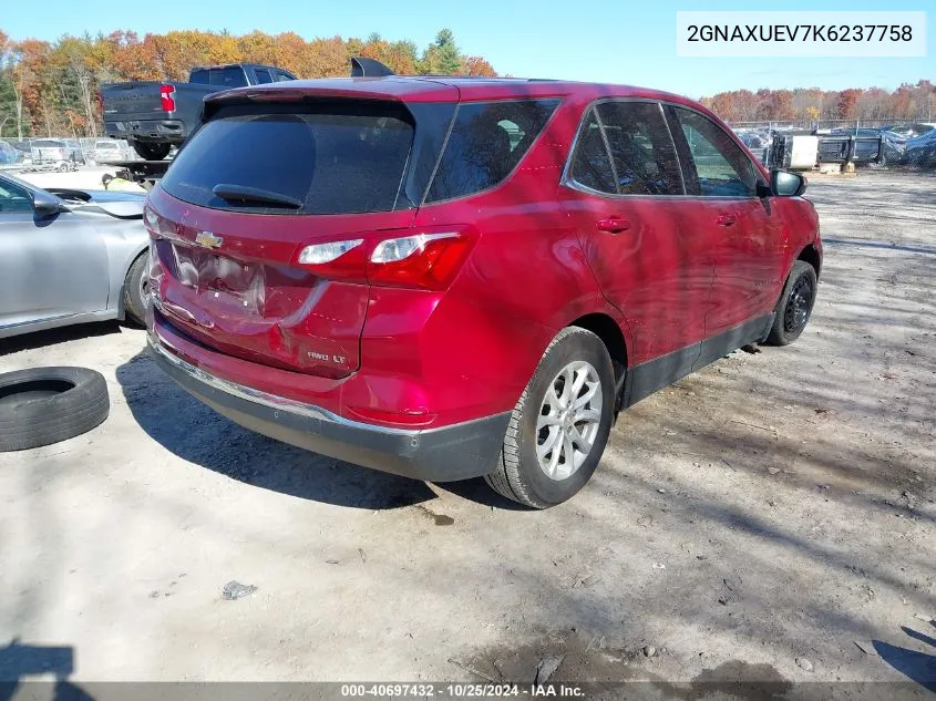 2019 Chevrolet Equinox Lt VIN: 2GNAXUEV7K6237758 Lot: 40697432