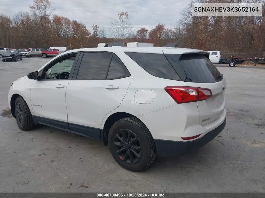 2019 Chevrolet Equinox Ls VIN: 3GNAXHEV3KS652164 Lot: 40700496