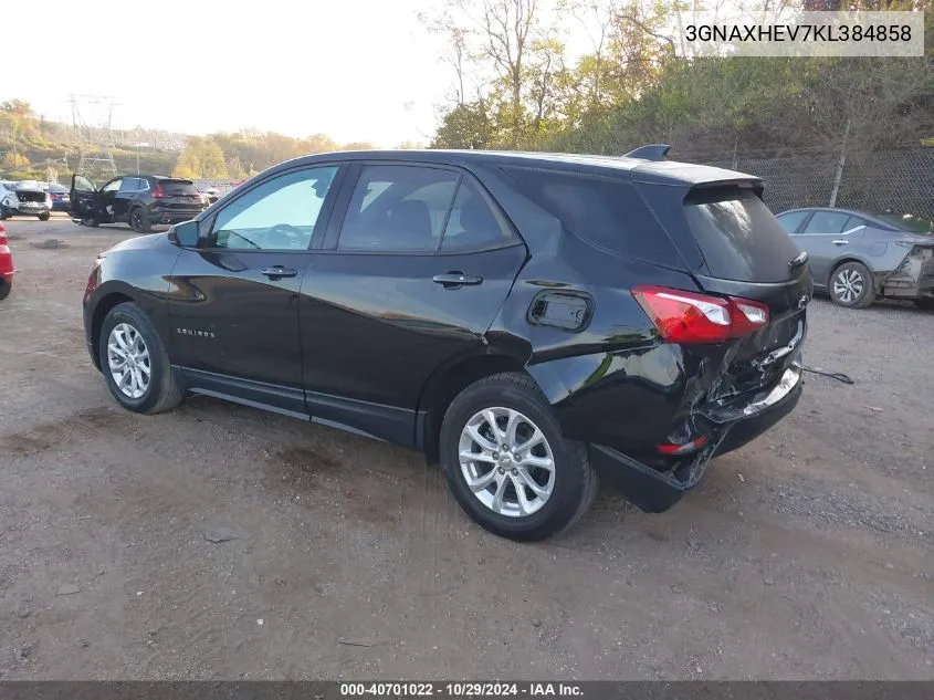 2019 Chevrolet Equinox Ls VIN: 3GNAXHEV7KL384858 Lot: 40701022