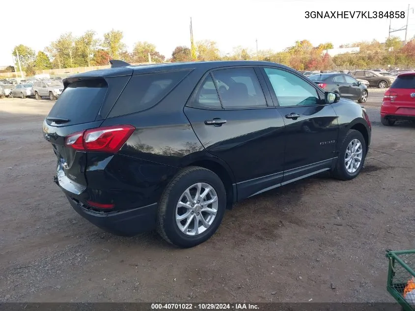 2019 Chevrolet Equinox Ls VIN: 3GNAXHEV7KL384858 Lot: 40701022