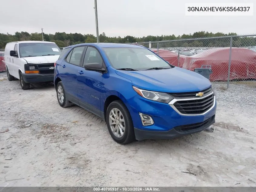 2019 Chevrolet Equinox Ls VIN: 3GNAXHEV6KS564337 Lot: 40705937