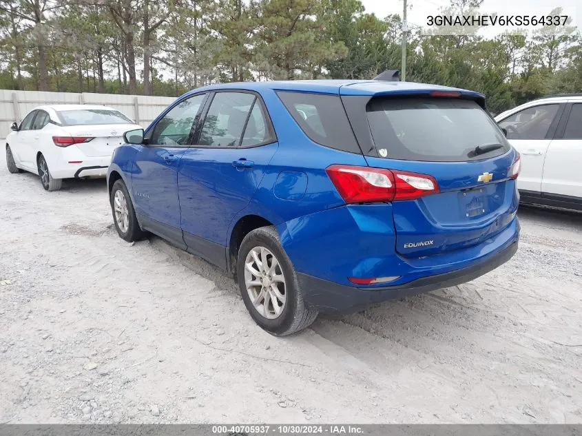 2019 Chevrolet Equinox Ls VIN: 3GNAXHEV6KS564337 Lot: 40705937