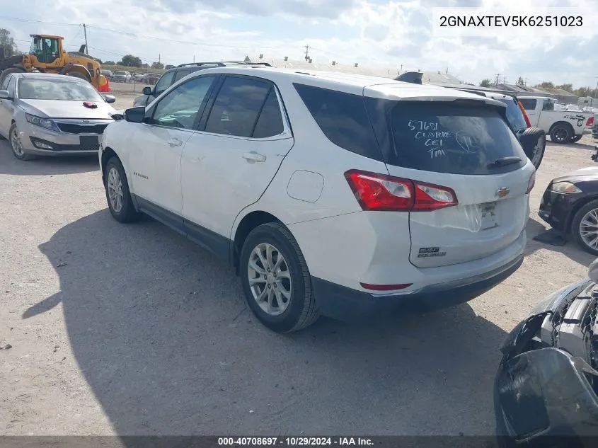 2019 Chevrolet Equinox Lt VIN: 2GNAXTEV5K6251023 Lot: 40708697