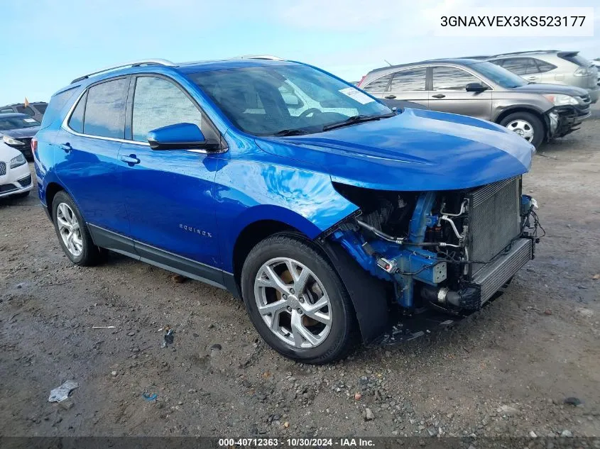 2019 Chevrolet Equinox Lt VIN: 3GNAXVEX3KS523177 Lot: 40712363